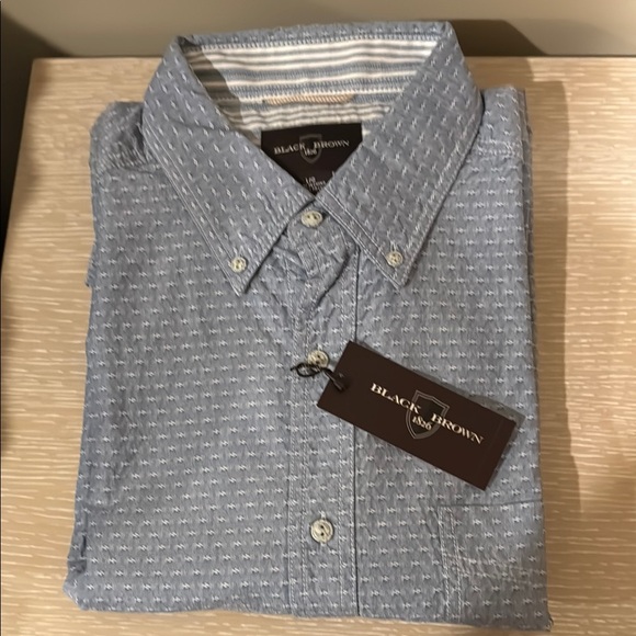 Black Brown 1826 Blue Casual Button Down Shirt - Picture 1 of 3